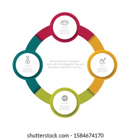 Modern colorful 4 step cycle infographic with icon and text sample vector on white background, business, office , chart, presentation, etc.