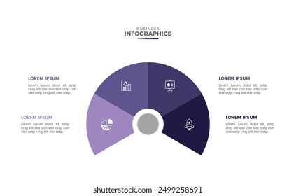 Modern colorful 4 steps business circular infographic template design for presentation 4 options