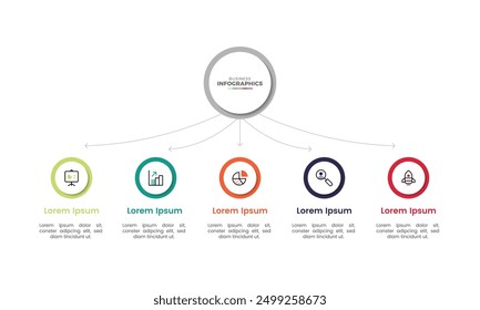 Modern colorful 5 steps business circular infographic template design for presentation 5 options