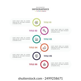 Modern colorful 6 steps business timeline infographic template design for presentation 6 options