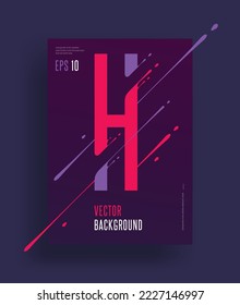 Modern colorful abstract alphabet poster. Dynamic illustration of letter with liquid ink splashes and lines. Vector art design element. Letter H
