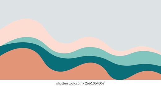 Fundo moderno abstrato colorido com formas onduladas dinâmicas, Fundo ondulado de fluxo mínimo