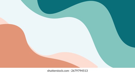Fundo abstrato colorido moderno com formas onduladas dinâmicas, Fundo ondulado de fluxo mínimo, vetor, ilustração