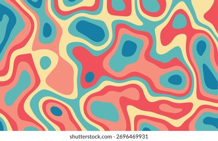 Modern and colorful abstract background with flowing, amorphous, and organic shapes in vibrant colors (pink, blue, yellow, red). Contemporary digital art.