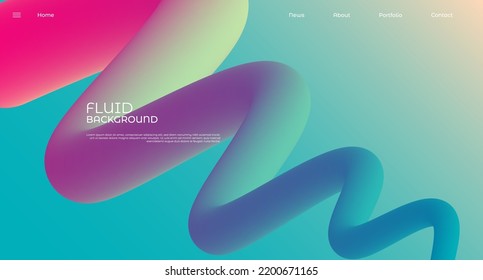 Modern colorful abstract fluid wave. Trendy poster with gradient 3d flow shape. Innovation background design for cover, landing page. Vector