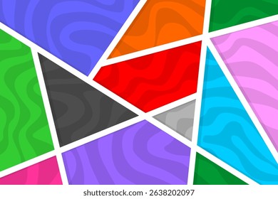 Modern colorful abstract geometric background with simple shapes and subtle wavy patterns. Perfect for web banners, posters, branding, wallpapers, and creative digital design.