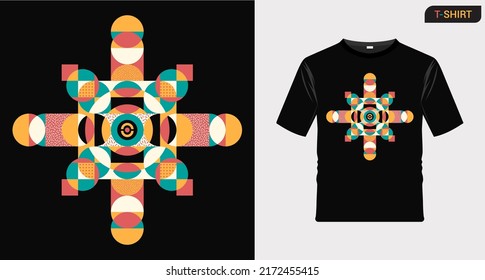 Modern colorful abstract geometric shapes with memphis pattern for t-shirts.Vector Illustration.Suitable for business and printing