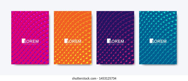 Modern colorful abstract gradient lines pattern background cover design. Trendy vector template for web, brochure, leaflet, flyer, cover, banner, poster. Cool bright gradients. Vivid vibrant color.