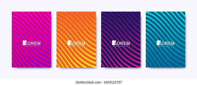 Modern colorful abstract gradient lines pattern background cover design. Trendy vector template for web, brochure, leaflet, flyer, cover, banner, poster. Cool bright gradients. Vivid vibrant color.