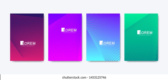 Modern colorful abstract gradient lines pattern background cover design. Trendy vector template for web, brochure, leaflet, flyer, cover, banner, poster. Cool bright gradients. Vivid vibrant color.
