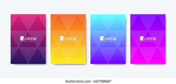 Modern colorful abstract gradient lines pattern background cover design. Trendy vector template for web, brochure, leaflet, flyer, cover, banner, poster. Cool bright gradients. Vivid vibrant color.