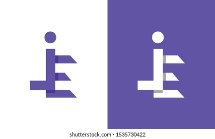 Modern colorful abstract letter JE logo. This logo icon incorporate with two abstract shape in the creative process.