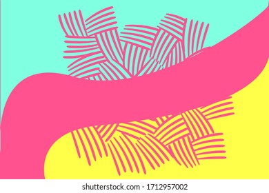 Modern colorful abstract pattern build up from pink, yellow, mint colors