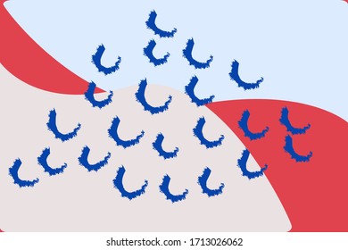 Modern colorful abstract pattern build up from blue, red colors