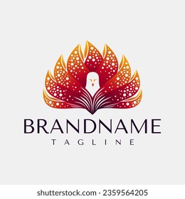 Modern colorful abstract peacock bird logo design branding