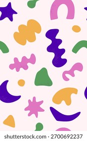 Modern colorful abstract shape pattern. Hand drawn vector illustration. Seamless template for design, texture. 