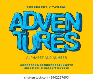 Modern colorful alphabet in cartoon style for design of posters, flyers, greeting cards, album covers, etc. Vector hand drawn font