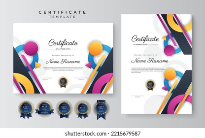 Modern Colorful Appreciation and Achievement Certificate Template Design