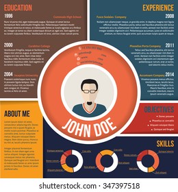 Modern colorful areas curriculum vitae cv resume template design