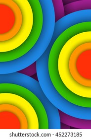 Modern colorful background in A3 size. Vector illustration in LGBT flag colors. Symbol of peace, gay culture. Rainbow template, paper layers. Gay Pride month.