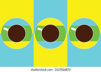 Modern and colorful background with coffee cups 