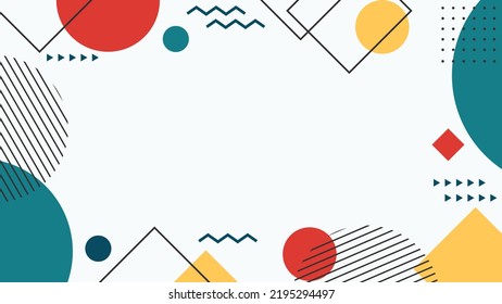 modern colorful background template memphis style with geometric shapes and copy space