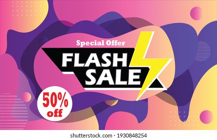 Modern colorful background wallpaper illustration cheerful flash sale 50%
