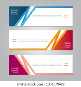 Modern Colorful banner template. Blue, Red and Purple Banner design. Horizontal advertising banner.