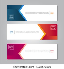 Modern Colorful banner template. Blue, Red and Purple Banner design. Horizontal advertising banner.