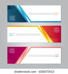 Modern Colorful banner template. Blue, Red and Purple Banner design. Horizontal advertising banner.