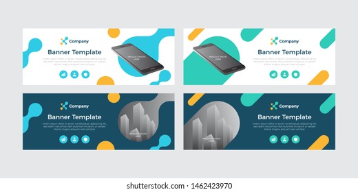 Modern colorful banner template with photo placeholder