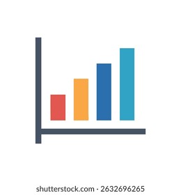 Modern colorful bar graph on White Background showing growth