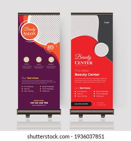 Modern colorful Beauty spa salon roll up banner template design 