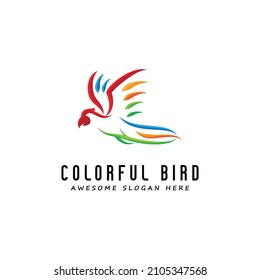 modern colorful bird logo design, parrot logo inspiration, symbol, abstract bird, vector template