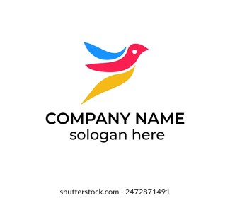 Modern colorful bird logo vector