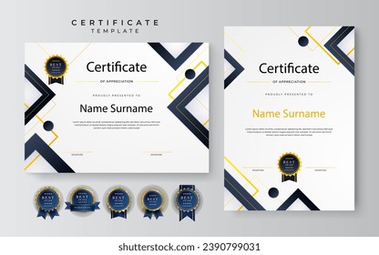 Modern colorful blue certificate template and border, for award, diploma, and printing