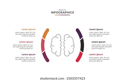 Modern colorful brain infographic design template and presentation slide