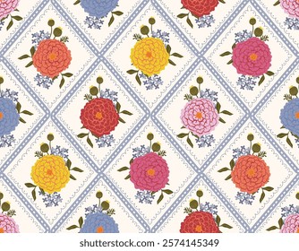 Modern Colorful and bright  seamless pattern Flower Bouquet , Botanical  leaves  Vector illustration Not Ai, Design for fashion , fabric, textile, wallpaper , wrapping and all prints