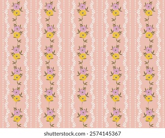 Modern Colorful and bright  seamless pattern Flower Bouquet , Botanical  leaves  Vector illustration Not Ai, Design for fashion , fabric, textile, wallpaper , wrapping and all prints