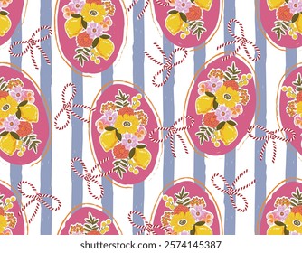 Modern Colorful and bright  seamless pattern Flower Bouquet , Botanical  leaves  Vector illustration Not Ai, Design for fashion , fabric, textile, wallpaper , wrapping and all prints