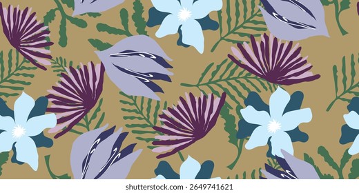 Modern Colorful and bright seamless pattern Flower Bouquet , Botanical leaves Vector illustration Not Ai, fabric, textile, wallpaper , wrapping and all print, textiles, packaging, cover.