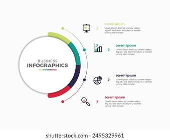 Modern colorful business 4 steps circular infographics template design for presentation