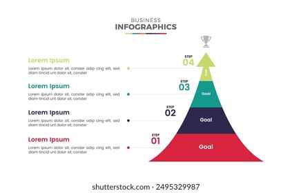 Moderne farbenfrohe Business 4 Stufen vertikale Ziel Timeline Infografik Vorlage Design für Präsentation