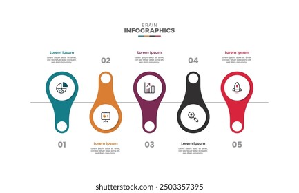 Plantillas de diseño de infografía de línea de tiempo abstracta de negocios colorida moderna y diapositivas de presentación