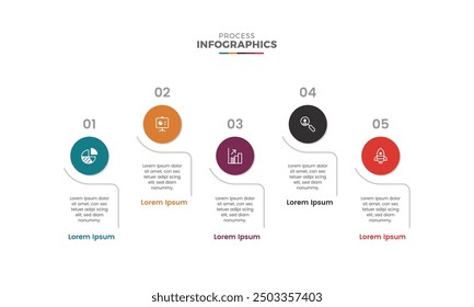 Plantillas de diseño de infografía de línea de tiempo abstracta de negocios colorida moderna y diapositivas de presentación