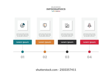 Plantillas de diseño de infografía de línea de tiempo abstracta de negocios colorida moderna y diapositivas de presentación