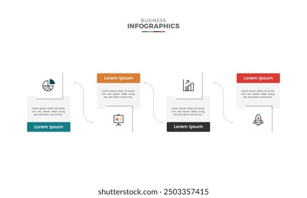 Plantillas de diseño de infografía de línea de tiempo abstracta de negocios colorida moderna y diapositivas de presentación