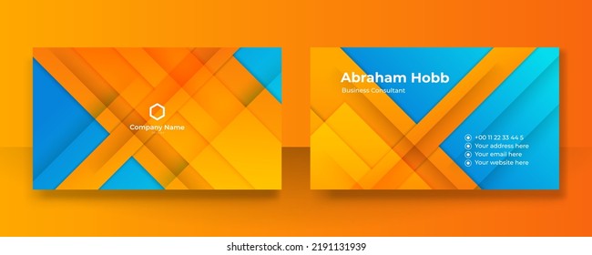 Modern colorful business card template design with clean and elegant geometric texture decoration