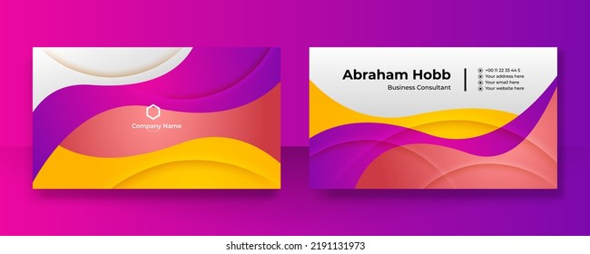 Modern colorful business card template design with clean and elegant geometric texture decoration