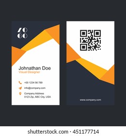 Modern colorful business card template Orange and gray with barcode